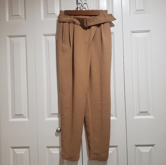 Aritzia Wilfred Delacour Pant High-Rise Belted Trouser in Brown Size Small - Picture 9 of 15